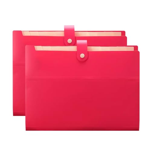 tragbare Ordner, 2er-Pack Fächermappen, A4-Papier-Akkordeon-Dokumenten-Organizer, Dokumentenmappe mit Druckknopf, 6 Taschen/Rosa(Roze) von VOLURE