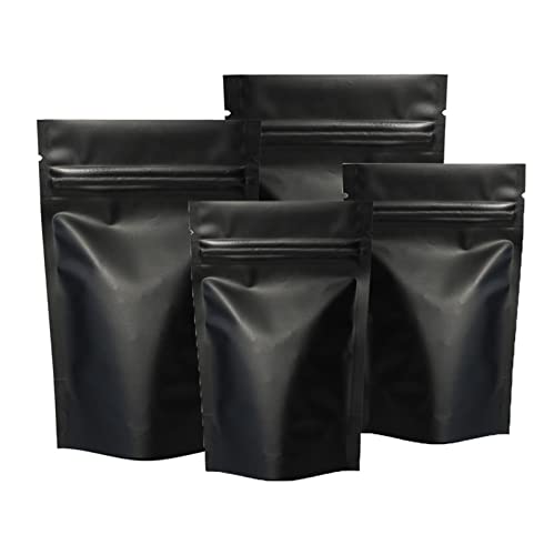 VOLWCO 100 Stück Mylar Beutel Zip Folienbeutel Wiederverschließbare Geruchsdicht Lebensmittel-Aufbewahrungsbeutel, Ziplock- tüten for Essen, Tee und Kaffee, Milchpulver, Schwarz(9x13cm) von VOLWCO