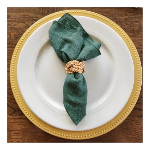 10 Stück 30 x 30 cm Retro Gaze Baumwolle Serviette grün Nähkante Geschirrtuch Hochzeit Party Weihnachten Tischdekorationen Burrs Servietten (10 Stück dunkelgrün) von VONCYKI