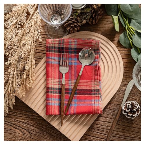 4 Stück 30 x 45 cm Weihnachtsdekoration, karierte Servietten, Farbe: Polyester, Baumwolle, Rot, Grün, Tischsets für Zuhause, Party, Hochzeit, Essen, Dekoration (rot) von VONCYKI