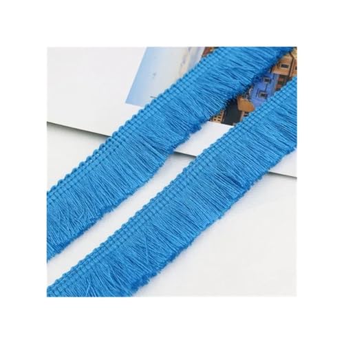 5 m dicke Quastenborte, 2,5 cm breit, Polyester, Vorhang/Kissenbesatz, Ohrring/Tasche, Kleidung, dekorative Spitze, Fransen zum Nähen (blau) von VONCYKI