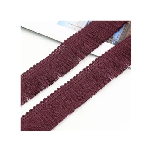 5 m dicke Quastenborte, 2,5 cm breit, Polyester, Vorhang/Kissenbordüre, Ohrring/Tasche, Kleidung, dekorative Spitze, Fransen zum Nähen (Weinrot) von VONCYKI