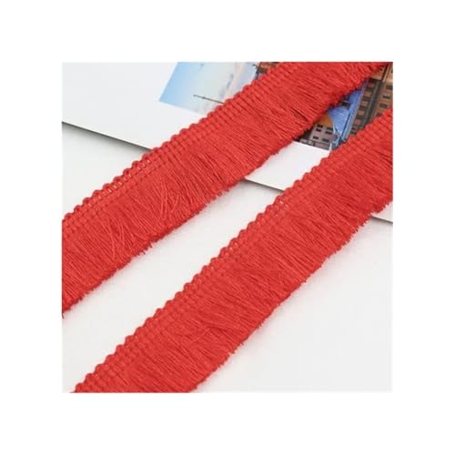 5 m dicke Quastenborte, 2,5 cm breit, Polyester, Vorhang/Kissenbordüre, Ohrring/Tasche, Kleidung, dekorative Spitze, Fransen zum Nähen (rot) von VONCYKI
