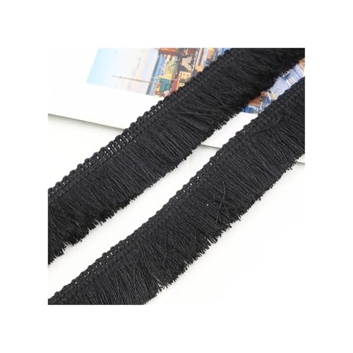 5 m dicke Quastenborte, 2,5 cm breit, Polyester, Vorhang/Kissenbordüre, Ohrring/Tasche, Kleidung, dekorative Spitze, Fransen zum Nähen (schwarz) von VONCYKI