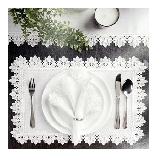 Cocktail-Servietten mit Hohlsaum, für Party, Hochzeit, Spitze, Tischdecke, Leinenservietten, Baumwollservietten, Spitze, 35 x 50 cm, 6 Stück Cocktail-Servietten mit Hohlsaum, für Party, Hochzeit, Spitze, Tischdecke, Leinenservietten, Baumwollservietten, Spitze, 35 x 50 cm, 6 Stück von VONCYKI