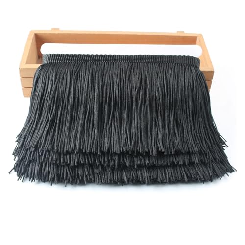 Spitzenband mit Fransen, Spitze, Quasten, 10 cm, DIY-Dekoration, Kleid, Bühnenaufführung, Spitzenband (schwarz) von VONCYKI