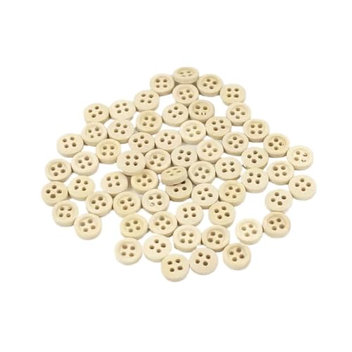 VONCYKI 30–100 Stück runde Knöpfe in verschiedenen Größen, gemischte Holzknöpfe, natürliche Farbe, 4 Löcher, Scrapbooking, DIY, Nähzubehör (10 mm, 100 Stück) von VONCYKI