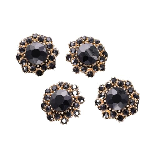 VONCYKI 4 x Blumen-Strass-Metallknöpfe für Pelz, Mantel, Hemden, Cardigan, Kragen, Kleid, Mode, dekorative Knöpfe, Zubehör (JRB-A5736-3,17 mm) von VONCYKI