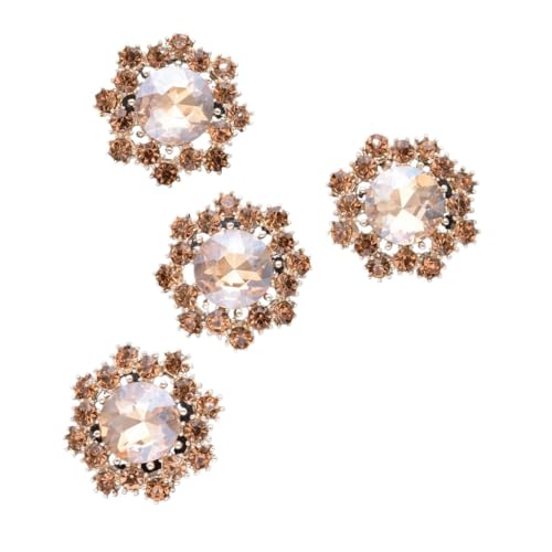 VONCYKI 4 x Blumen-Strass-Metallknöpfe für Pelz, Mantel, Hemden, Cardigan, Kragen, Kleid, Mode, dekorative Knöpfe, Zubehör (JRB-A5736-5,25 mm) von VONCYKI