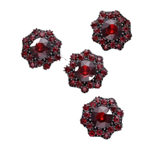 VONCYKI 4 x Blumen-Strass-Metallknöpfe für Pelz, Mantel, Hemden, Cardigan, Kragen, Kleid, Mode, dekorative Knöpfe Zubehör (JRB-A5736-4,28 mm) von VONCYKI