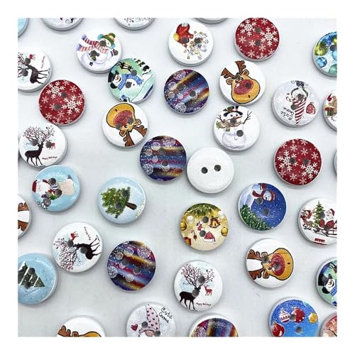 VONCYKI Holzknöpfe, 15 mm, verschiedene Stile, gemischte Holzknöpfe, rund, monogrammiert, Liebe, Scrapbooking, für Hochzeitsdekoration, Nähen, 100 Stück (17) von VONCYKI