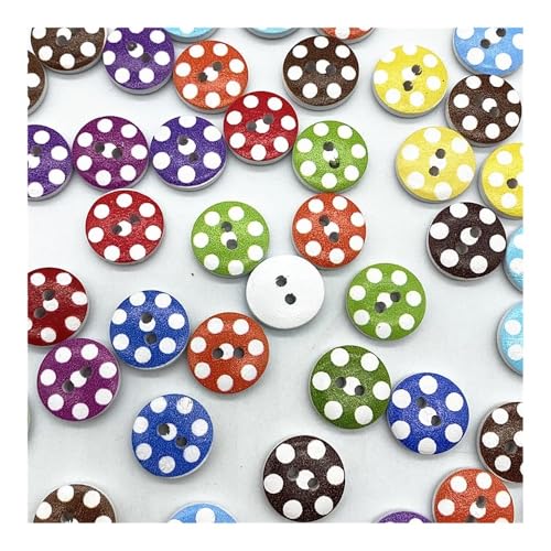 VONCYKI Holzknöpfe, 15 mm, verschiedene Stile gemischt, rund, monogrammiert, Liebe, Scrapbooking, für Hochzeitsdekoration, Nähen, 100 Stück (26) von VONCYKI