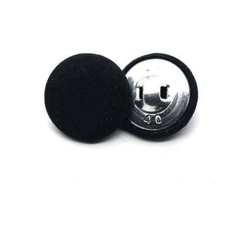 VONCYKI Runde Metallknöpfe mit Stoffbezug, für Kleid, Hemd, Stoff, Nähzubehör, Kleidung, DIY, dekorativ, 10 Stück (schwarz, 18 mm) von VONCYKI
