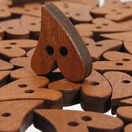 Holzherzen – Holzherzknöpfe – 100 Stück/set Braunes Holz Holzknöpfe Zum Nähen in Herzform Zum Basteln, Scrapbooking, 20 Mm, Für Bekleidungszubehör 6ljl – Knöpfe in Herzform von VONGLYHOO