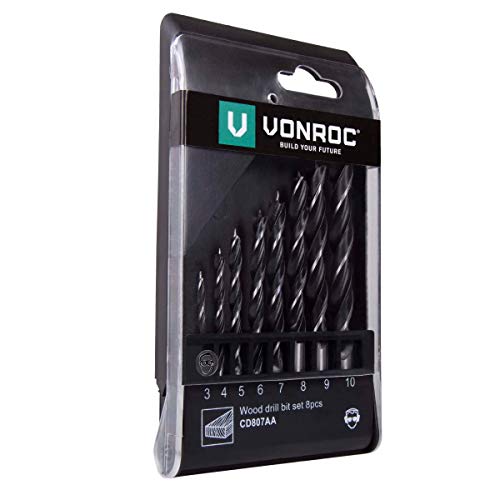 VONROC Holzbohrer – 8 Stück, universell – 3 bis 10 mm von VONROC