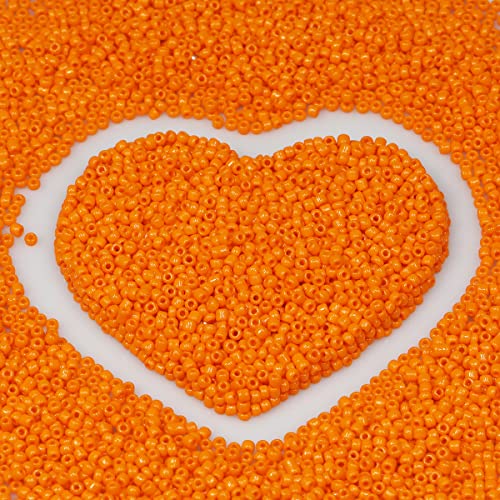 2 mm Orange Samenkugeln, ungefähr 9800 Stück / 110 Gramm pro Beutel, 12/0 Glas-Kunstperlen für die Herstellung von Ohrringen, Taillen-Schmuck, handgemachte Samenkugeln (Orange) von VOOMOLOVE