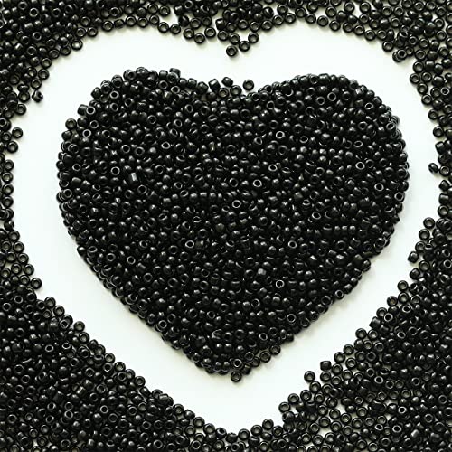 2 mm Schwarz Samenkugeln, ungefähr 9800 Stück / 110 Gramm pro Beutel, 12/0 Glas-Kunstperlen für die Herstellung von Ohrringen, Taillen-Schmuck, handgemachte Samenkugeln (Schwarz) von VOOMOLOVE