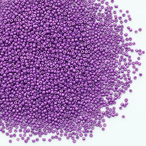2 mm Violett Samenkugeln, ungefähr 9800 Stück / 110 Gramm pro Beutel, 12/0 Glas-Kunstperlen für die Herstellung von Ohrringen, Taillen-Schmuck, handgemachte Samenkugeln (Violett) von VOOMOLOVE