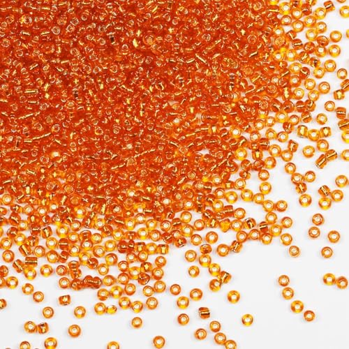 2 mm orangefarbene Rocailles-Perlen für die Schmuckherstellung, 200 g, ca. 18880 Stück, 12/0 Glasperlen für die Herstellung von Ohrringen, Armbändern, Anhängern, Taillenschmuck, selbstgemachte 2 mm orangefarbene Rocailles-Perlen für die Schmuckherstellung, 200 g, ca. 18880 Stück, 12/0 Glasperlen für die Herstellung von Ohrringen, Armbändern, Anhängern, Taillenschmuck, selbstgemachte von VOOMOLOVE