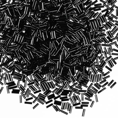 2420 Stück/80 g Röhrenperlen Glasstiftperlen Rocailles Länge 6 mm Röhrenperlen für Schmuckherstellung (schwarz) von VOOMOLOVE