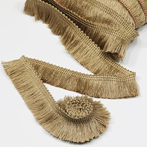 27 Yards 25 mm, Goldrand, Fransenborte, Makramee-Quaste, Spitzenbesatz zum Nähen, Basteln, Kleidung, Vorhänge, Nähen, Quilten, Zubehör, Lampenschirm, Vorhang, DIY-Dekoration (helles Kaffeebraun) von VOOMOLOVE