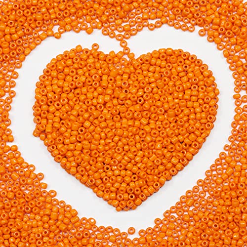 3 mm Orange Samenkugeln, ungefähr 4000 Stück / 110 Gramm pro Beutel, 8/0 Glas-Kunstperlen für die Herstellung von Ohrringen, Taillen-Schmuck, handgemachte Samenkugeln (Orange) von VOOMOLOVE