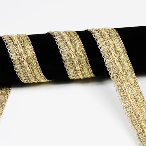 4,5 m, Breite 27 mm, goldene Spitzenbordüre, Bastelband, verziert, Gimpenborte für Hochzeit, Braut, Performance-Kostüme oder Schmuck, Basteln und Nähen (goldfarben) von VOOMOLOVE