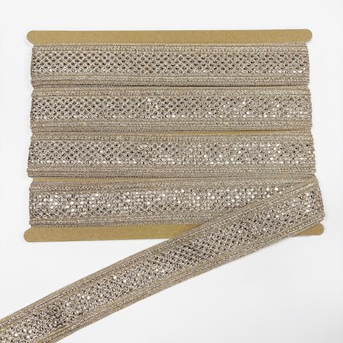 4,5 m, Breite 43 mm, Spitzenbordüre, verzierter Gimpenborte für Hochzeit, Braut, Performance-Kostüme oder Schmuck, Basteln und Nähen (Champagner) von VOOMOLOVE