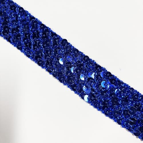 4,5 m langes blaues Paillettenband, 32 mm breit, ideal für Nähprojekte, Bastelarbeiten, Kostümherstellung und Heimdekoration (blau) von VOOMOLOVE