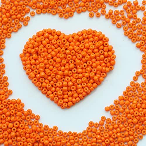 4 mm Orange Samenkugeln, ungefähr 1600 Stück / 110 Gramm pro Beutel, 6/0 Glas-Kunstperlen für die Herstellung von Ohrringen, Taillen-Schmuck, handgemachte Samenkugeln (Orange) von VOOMOLOVE
