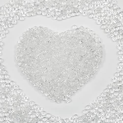 4 mm transparente Rocailles-Perlen für die Schmuckherstellung, 110 g, ca. 1600 Stück, 6/0 Glasperlen für die Herstellung von Ohrringen, DIY handgefertigte Rocaillesperlen (transparent, 4 mm ) von VOOMOLOVE