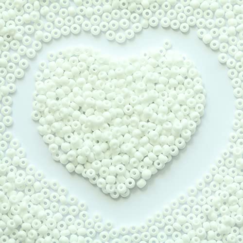 4mm Weiße Samenkugeln, ungefähr 1600 Stück/110 Gramm pro Beutel, 6/0 Glas-Kunstperlen für die Herstellung von Ohrringen, Taillen-Schmuck, DIY handgemachte Samenkugeln (Weiß). von VOOMOLOVE