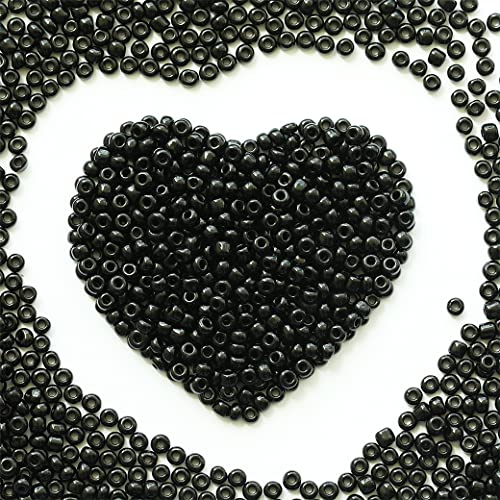 4mm schwarze Samenkugeln, ungefähr 1600 Stück/110 Gramm im Beutel, 6/0 Glas-Kunstperlen für die Herstellung von Ohrringen, Taillenschmuck, DIY handgemachte Samenkugeln (Schwarz). von VOOMOLOVE