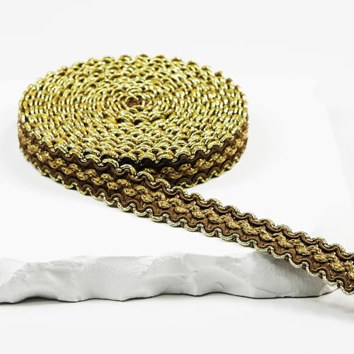 9,1 m breit, 15 mm breit, brauner und goldfarbener Stoff, dekoratives Spitzenband für alle Arten von genähten Kleidungsstücken, Vorhängen, Näh- und Bastelarbeiten, Lampen, Möbeldekoration, Zopfborte 9,1 m breit, 15 mm breit, brauner und goldfarbener Stoff, dekoratives Spitzenband für alle Arten von genähten Kleidungsstücken, Vorhängen, Näh- und Bastelarbeiten, Lampen, Möbeldekoration, Zopfborte von VOOMOLOVE