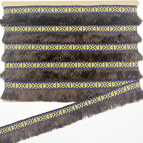 Fransenborte im Boho-Stil, Fransenborte im Boho-Stil, zum Nähen von Fransen für Vorhänge, Teppiche und zum Erstellen anderer Bastelarbeiten (braun) von VOOMOLOVE