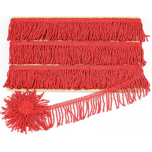 Fransenborte zum Nähen, Fransenquaste für Rock, Hochzeitskleid, Lampenschirm, Dekoration, 9,1 m, Rot, 5 cm breit Fransenborte zum Nähen, Fransenquaste für Rock, Hochzeitskleid, Lampenschirm, Dekoration, 9,1 m, Rot, 5 cm breit von VOOMOLOVE