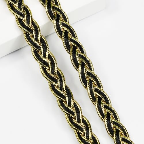 Gimp Zopfborte, 12 mm, schwarzes geflochtenes Gewebe, dekoratives Gurtband für alle Arten von genähten Kleidungsstücken, Vorhängen, Lampenschirmen, Sofas, Näh- und Bastelarbeiten, Schwarz Gimp Zopfborte, 12 mm, schwarzes geflochtenes Gewebe, dekoratives Gurtband für alle Arten von genähten Kleidungsstücken, Vorhängen, Lampenschirmen, Sofas, Näh- und Bastelarbeiten, Schwarz von VOOMOLOVE