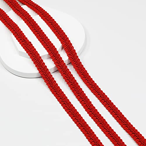 Gimpen-Borte, 12 m, 1,2 cm, dekoratives Gurtband für alle Arten von genähten Kleidungsstücken, Vorhängen, Lampenschirmen, Sofas, DIY Nähen und Basteln (Rot – 1,2) von VOOMOLOVE