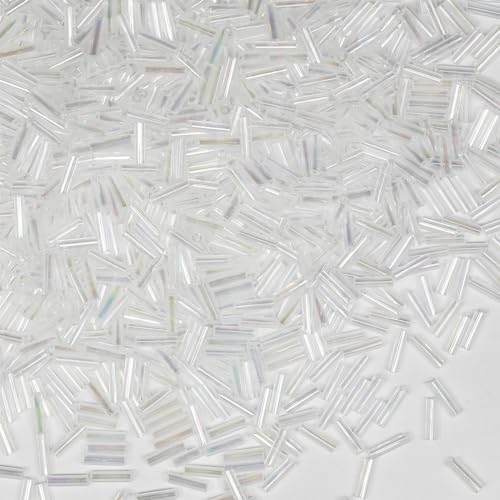 Glasperlen, Glasstifte, Rocailles, Länge 6 mm, Röhrenperlen für Schmuckherstellung, Weiß, 2420 Stück/80 g Glasperlen, Glasstifte, Rocailles, Länge 6 mm, Röhrenperlen für Schmuckherstellung, Weiß, 2420 Stück/80 g von VOOMOLOVE