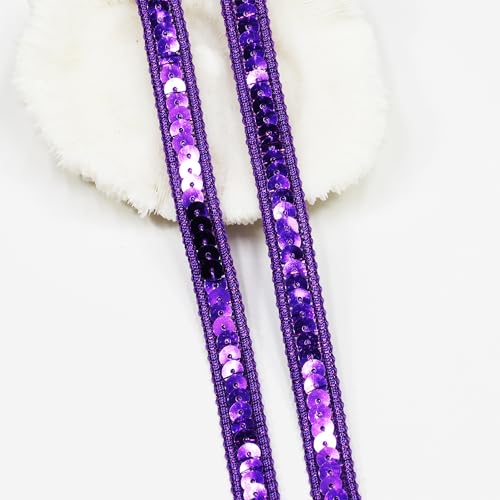 Länge 9,1 m, Breite 12 mm, violettes Paillettenband, zum Nähen, Basteln, Kostüme, Heimdekoration (lila) von VOOMOLOVE