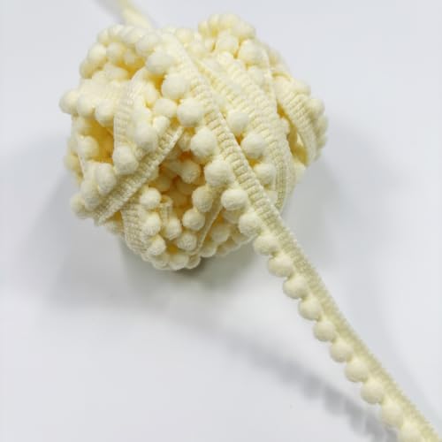 Mini-Pom-Pompon, klein, rund, Fransenbordüre, DIY, Basteln, Nähzubehör für Zuhause, Vorhang, Kleidung, Kissen, Dekoration, Beige, 20 Meter breit, 1 cm breit Mini-Pom-Pompon, klein, rund, Fransenbordüre, DIY, Basteln, Nähzubehör für Zuhause, Vorhang, Kleidung, Kissen, Dekoration, Beige, 20 Meter breit, 1 cm breit von VOOMOLOVE