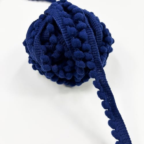 Mini-Pompon, klein, rund, Fransenbordüre, Nähzubehör für Zuhause, Vorhang, Kleidung, Kissen, Dekoration, Marineblau, 20 Meter breit, 1 cm breit Mini-Pompon, klein, rund, Fransenbordüre, Nähzubehör für Zuhause, Vorhang, Kleidung, Kissen, Dekoration, Marineblau, 20 Meter breit, 1 cm breit von VOOMOLOVE