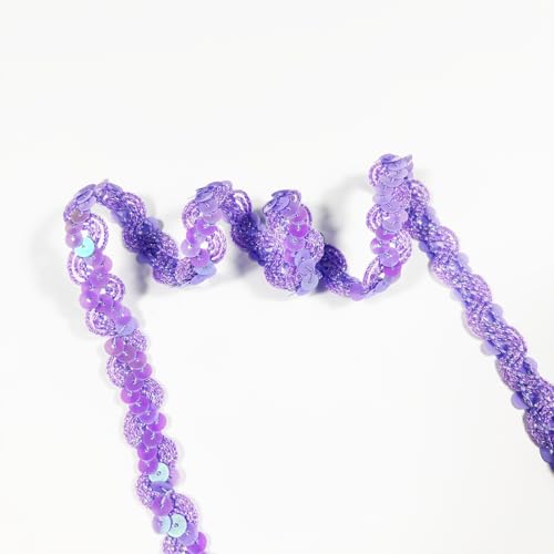 Paillettenband, Länge: 12 m, Breite: 12 mm, Hellviolett, zum Nähen, Basteln, Kostüme, Heimdekoration (Hellviolett) von VOOMOLOVE