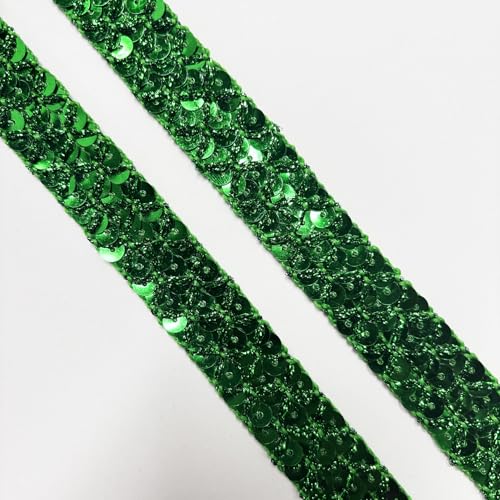 Paillettenband, lang, 22 mm breit, Grün Ideal für Nähprojekte, Bastelarbeiten, Kostümherstellung und Heimdekoration (Grün) von VOOMOLOVE