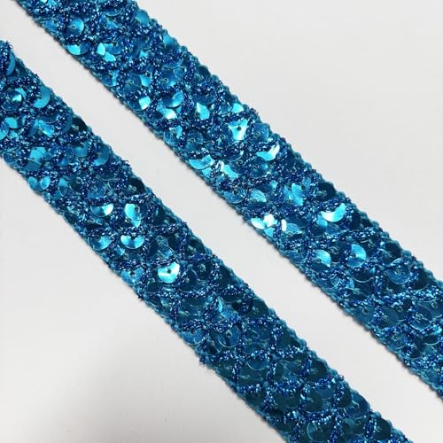 Paillettenband, lang, 22 mm breit, Seeblau, 12 Meter Ideal für Nähprojekte, Bastelarbeiten, Kostümherstellung und Heimdekoration (Seeblau) von VOOMOLOVE