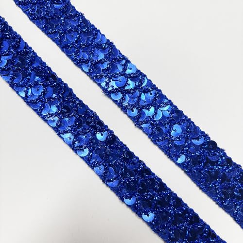 Paillettenband, lang, 22 mm breit, ideal für Nähprojekte, Bastelarbeiten, Kostümherstellung und Heimdekoration, Blau, 12 Meter von VOOMOLOVE