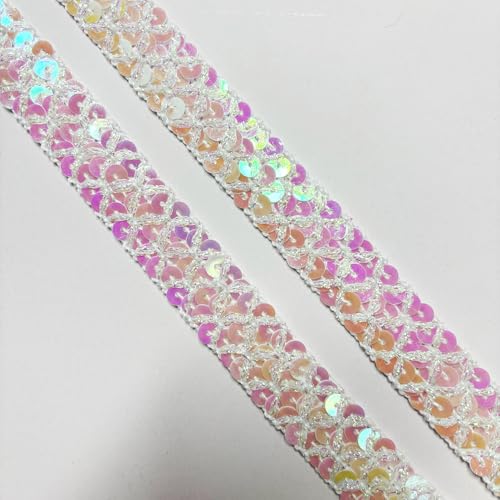 Paillettenband, lang, 22 mm breit, ideal für Nähprojekte, Bastelarbeiten, Kostümherstellung und Heimdekoration, Weiß, 12 Yard von VOOMOLOVE