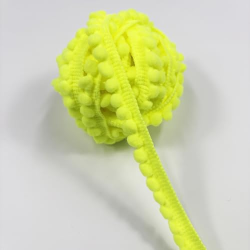 Pompon, klein, rund, Fransenbordüre, Nähzubehör für Zuhause, Vorhang, Kleidung, Kissen, Dekoration, fluoreszierendes Gelb, 20 Meter Pompon, klein, rund, Fransenbordüre, Nähzubehör für Zuhause, Vorhang, Kleidung, Kissen, Dekoration, fluoreszierendes Gelb, 20 Meter von VOOMOLOVE