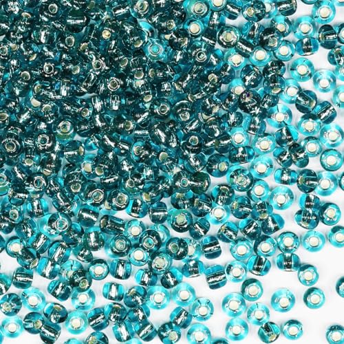 Rocailles-Perlen, 110 g, ca. 1600 Stück, 4 mm, 6/0, blaugrüne Glasperlen für die Herstellung von Ohrringen, Armbändern, Anhängern, Taillenschmuck, selbstgemachten Rocailles-Perlen (blau-grüner Rocailles-Perlen, 110 g, ca. 1600 Stück, 4 mm, 6/0, blaugrüne Glasperlen für die Herstellung von Ohrringen, Armbändern, Anhängern, Taillenschmuck, selbstgemachten Rocailles-Perlen (blau-grüner von VOOMOLOVE