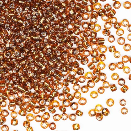 Rocailles-Perlen, 110 g, ca. 1600 Stück, 4 mm, 6/0, braune Glasperlen für die Herstellung von Ohrringen, Armbändern, Anhängern, Taillenschmuck, selbstgemachten Rocailles-Perlen (brauner Silberkern) Rocailles-Perlen, 110 g, ca. 1600 Stück, 4 mm, 6/0, braune Glasperlen für die Herstellung von Ohrringen, Armbändern, Anhängern, Taillenschmuck, selbstgemachten Rocailles-Perlen (brauner Silberkern) von VOOMOLOVE